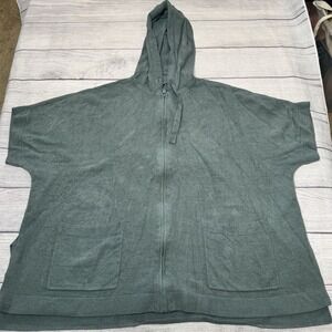 Barefoot Dreams Cozy Chic Ultra Lite Zip Up Hoodie Blue Spruce Green Size S/M